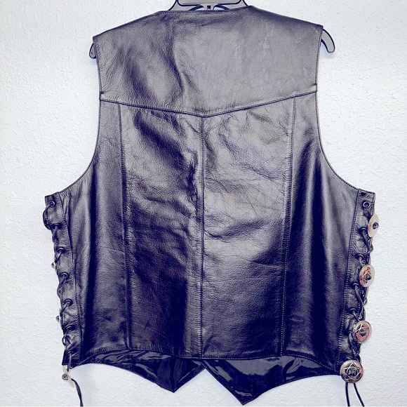 Men’s leather motorcycle riding vest sz 44 - Picture 2 of 7